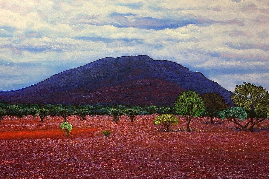 Mount Augustus, Burringurra, Upper Gascoyne, Monocline, Western Australia, Pastel Artwork, John Darcey, Pindan, Red Centre