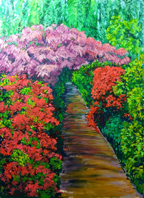 Rododendrons and Japanese Maple, Monet's garden