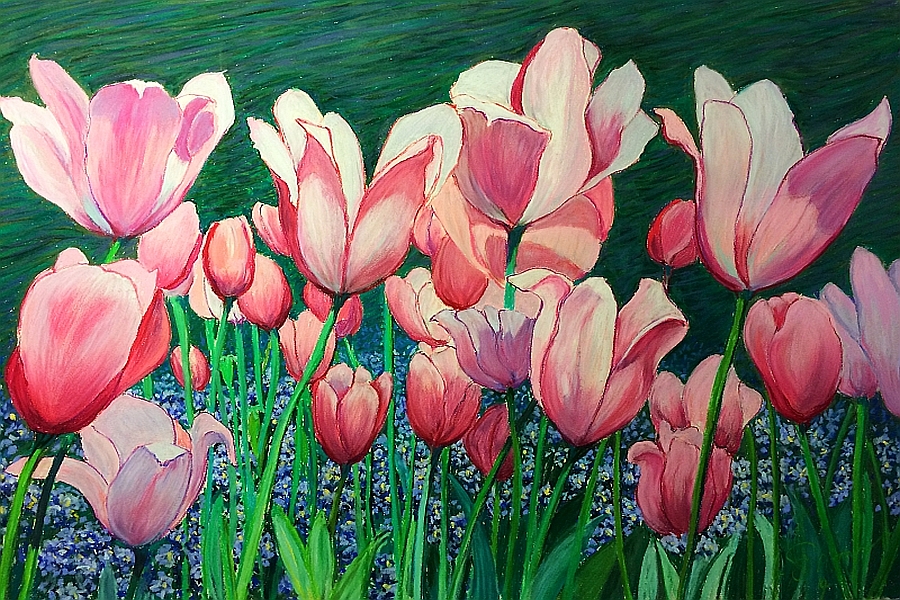 Tulips pastel, Monet's garden